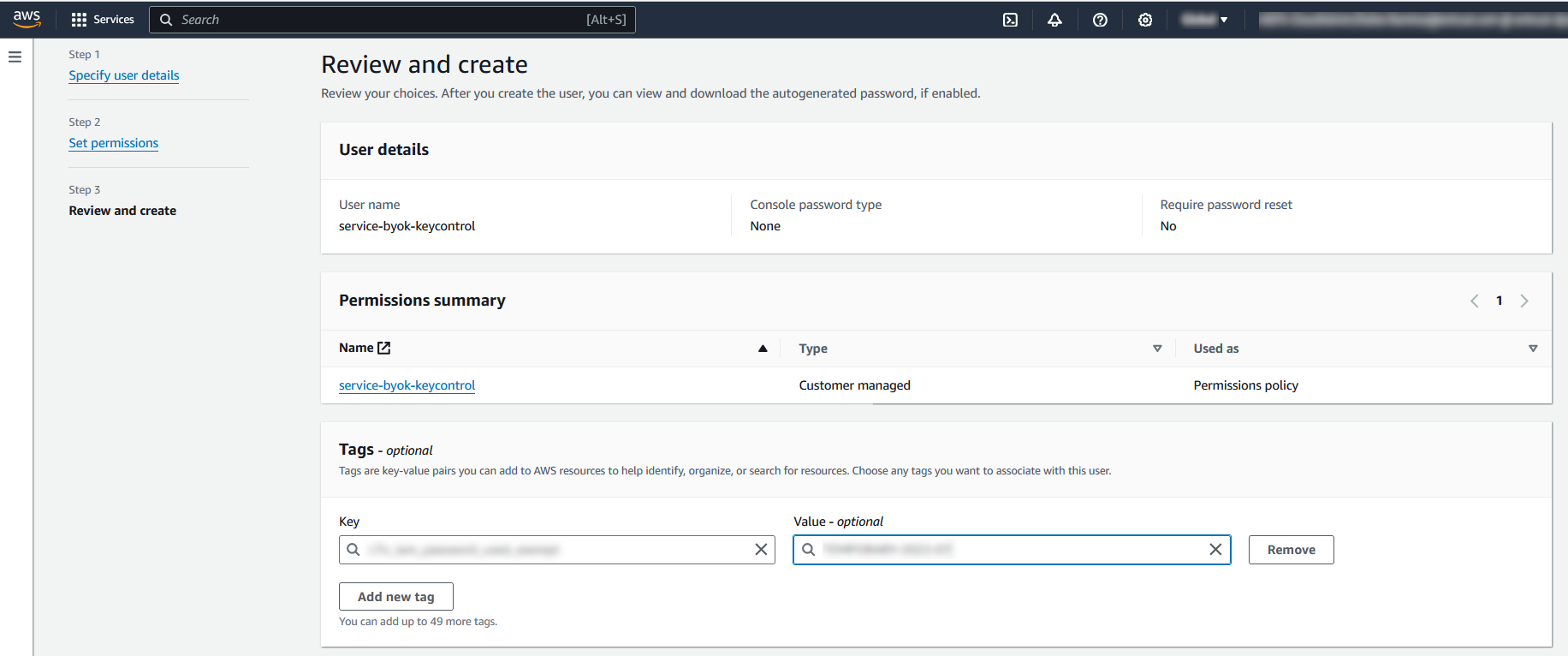 aws create service user 3