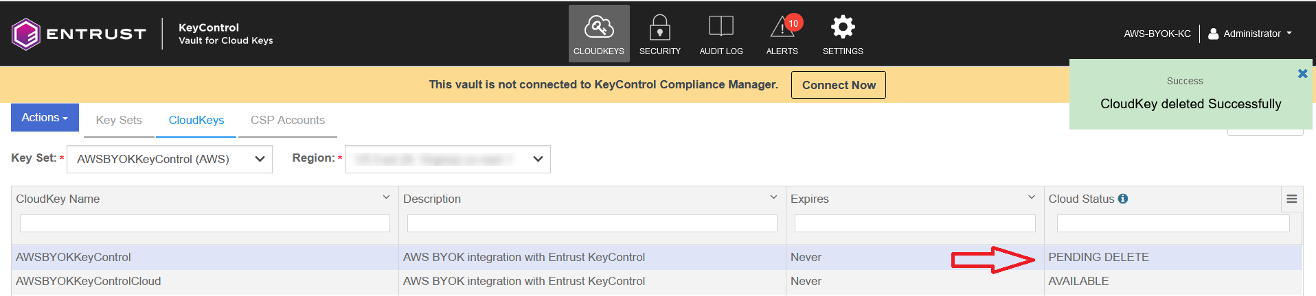 keycontrol delete cloudkey 2