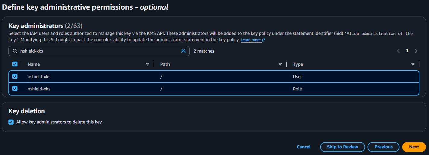 create key external keystore 2