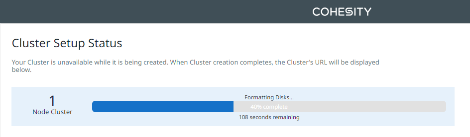 cohesity clusterinprogress