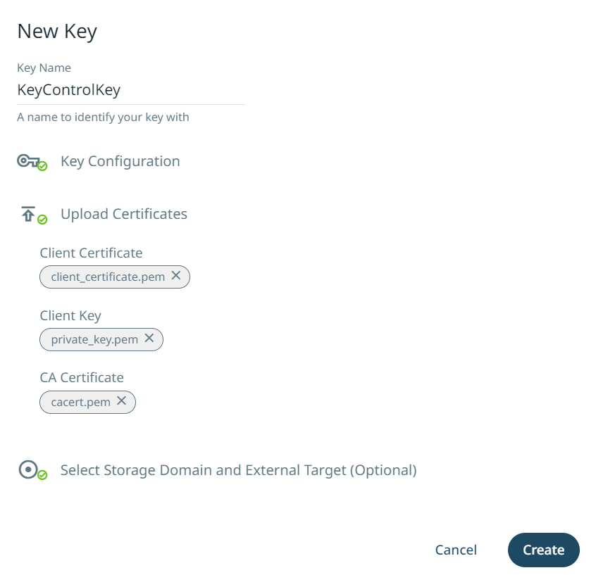 createkey upload certificates