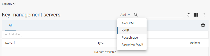 cv key management servers add kmip