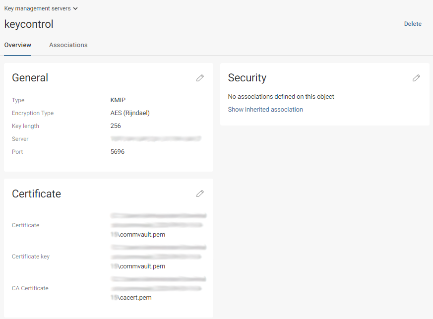 cv kmip server details