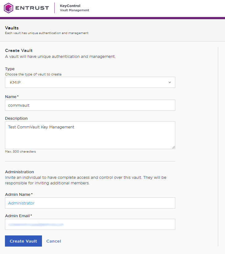 kc create kmip vault