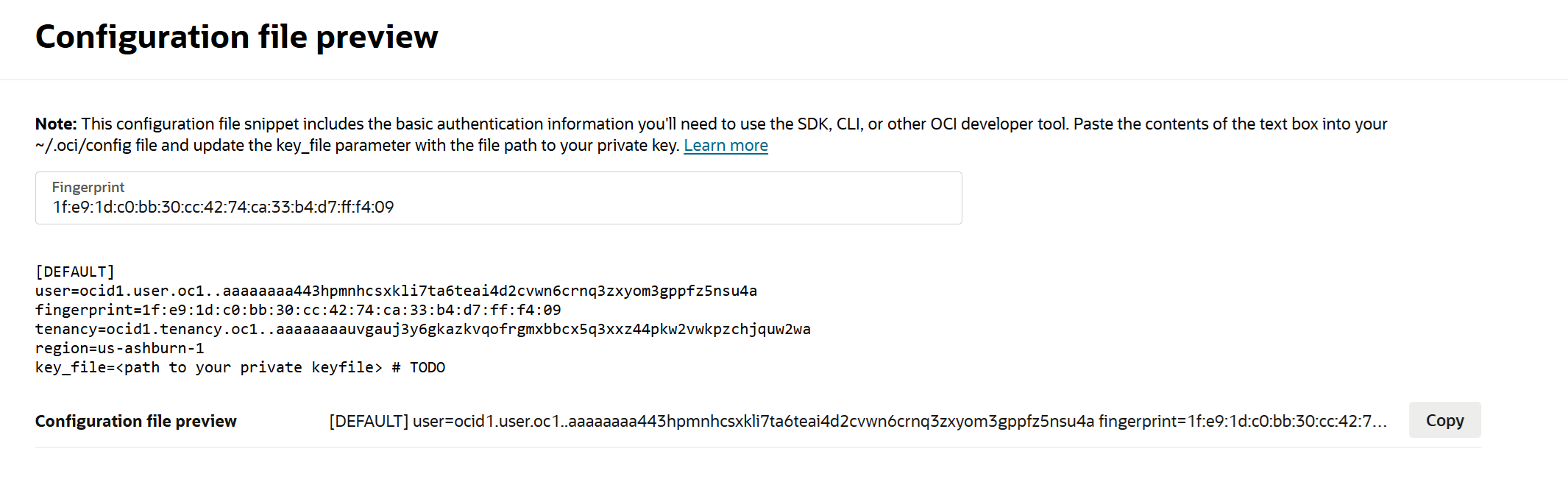 configuration preview
