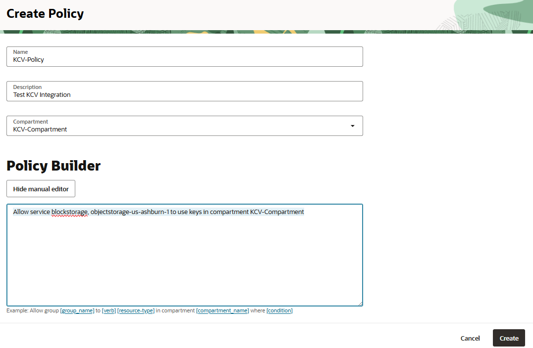 create policy