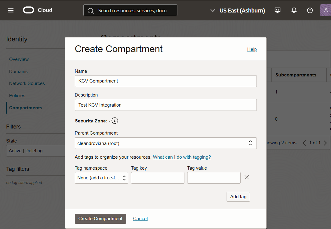 oci create compartment