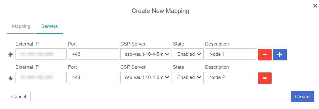 csp node mapping servers