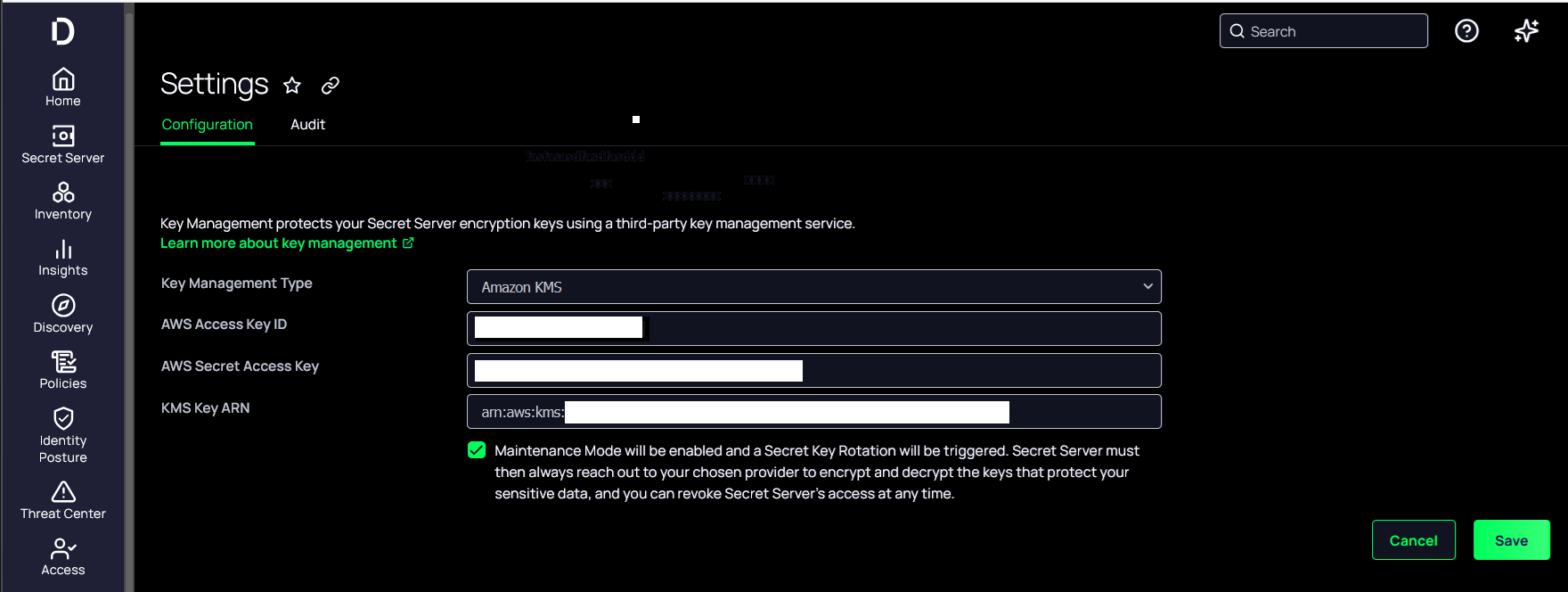 configure kms 1