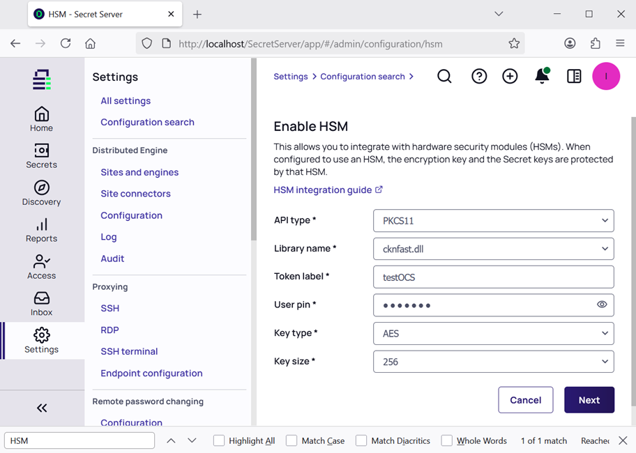 select nshield as provider pkcs11