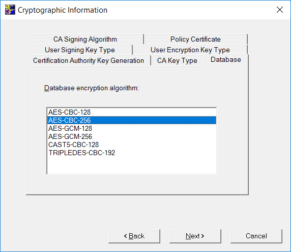 entrust database encryption algorithm