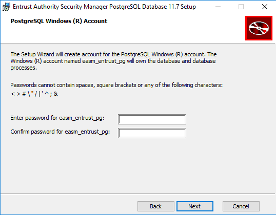 postgres easm entrust pg password