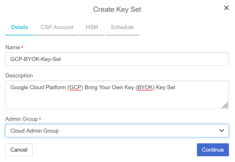 keycontrol create key set 1