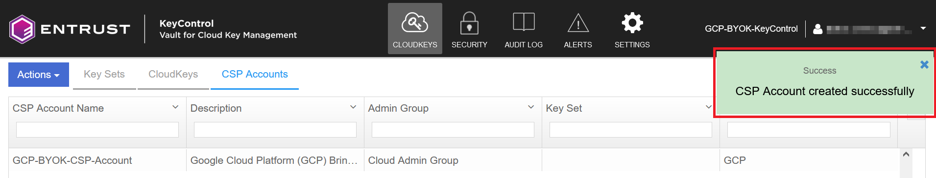 keycontrol csp account for gcp 3