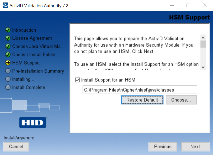 hid install hsm support