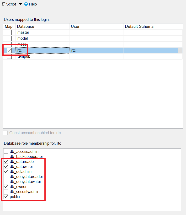 rtc login user mapping