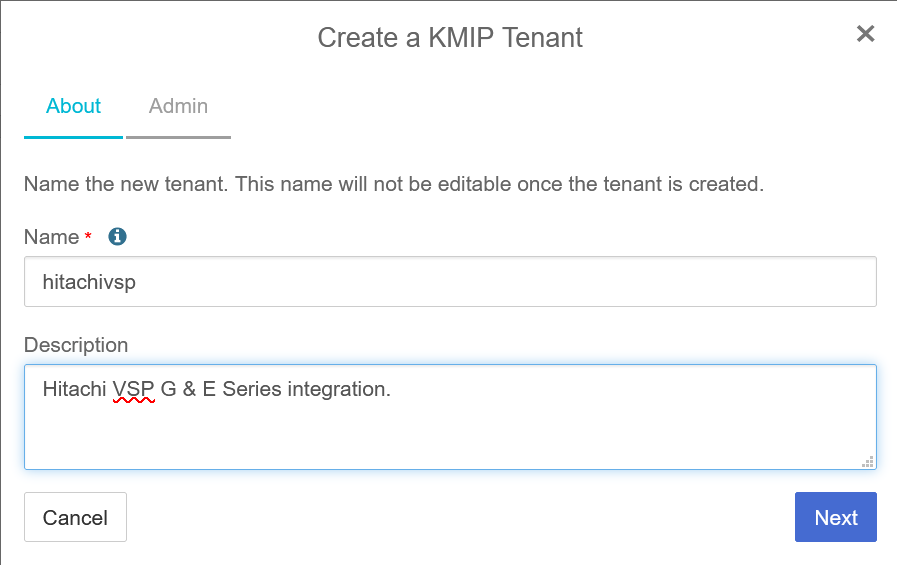 create kmip tenant