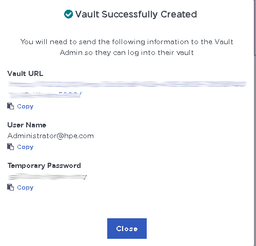 vault created successfully 5000