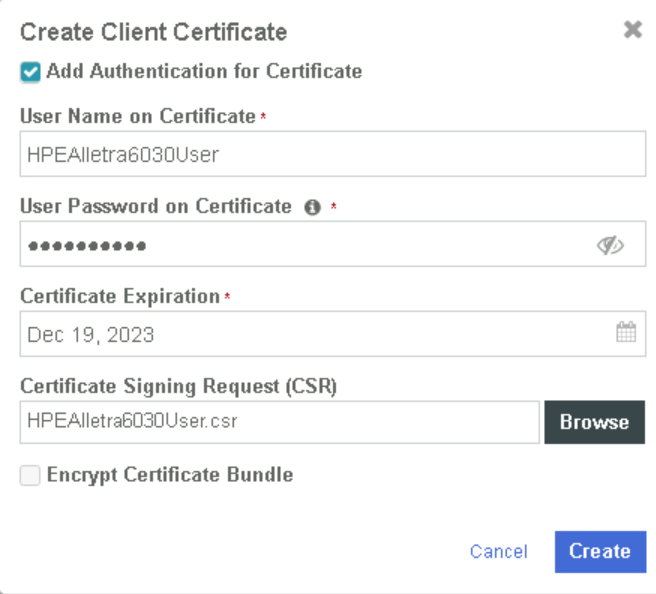 create client certificate 6030