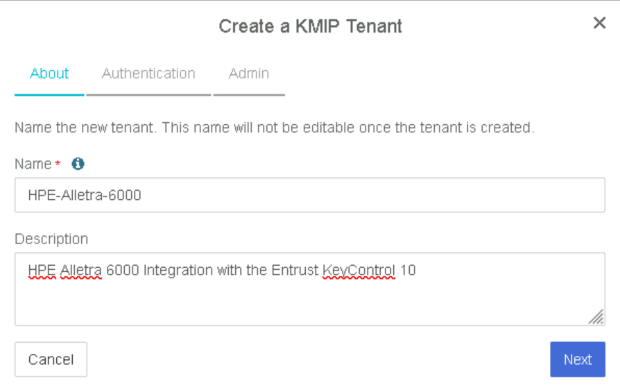 create kmip tenant 1