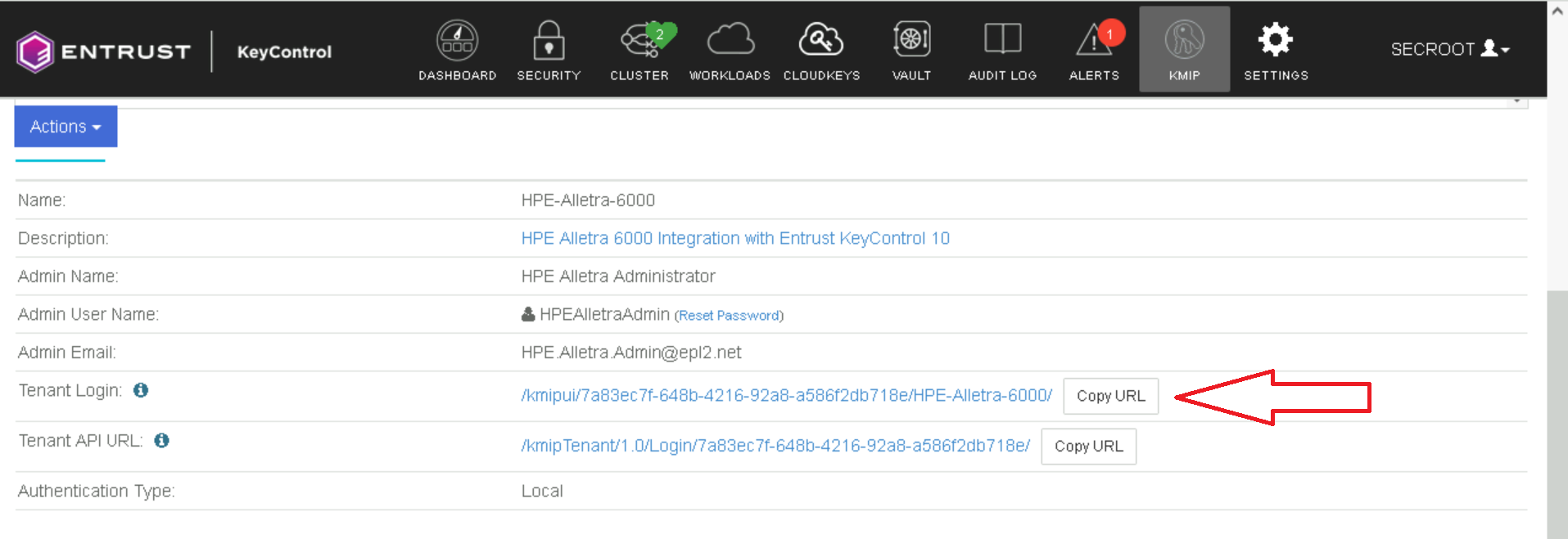 create kmip tenant 3