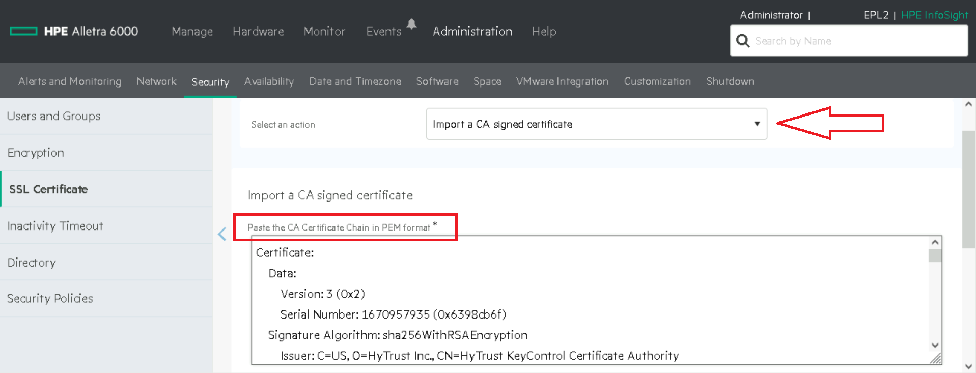 paste ca certificate chain