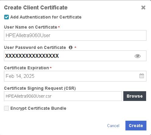 kc create certificate 9060