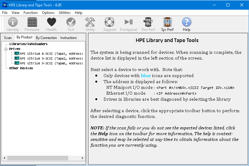 hpe library tape tools drives to test