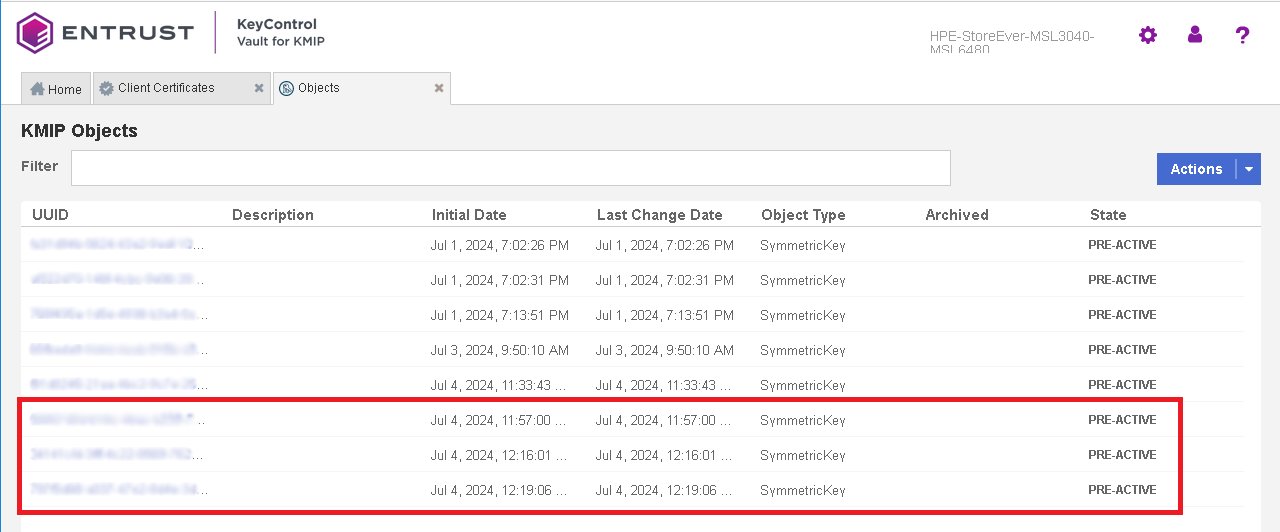 hpe library tape tools kc object created all