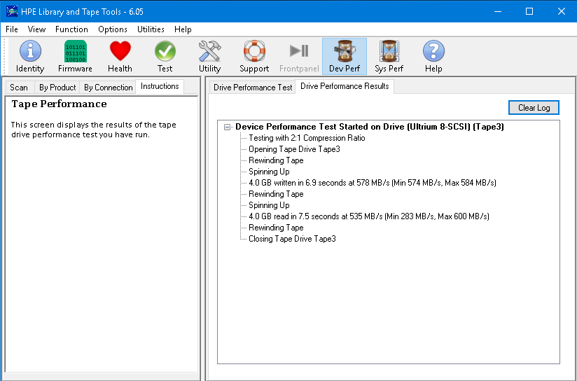 hpe library tape tools test results