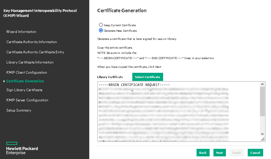 kmip wizard certificate generation