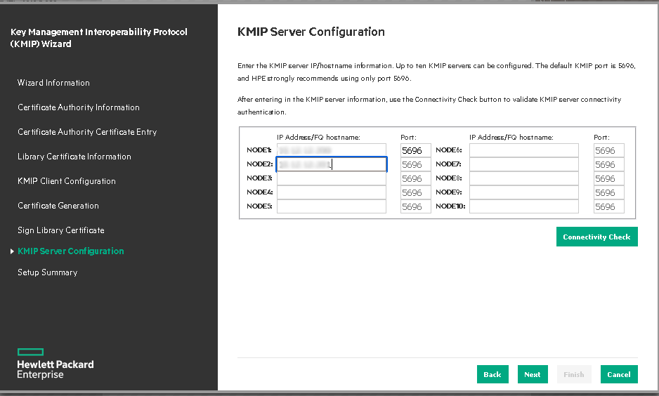 kmip wizard connectivity check 3040