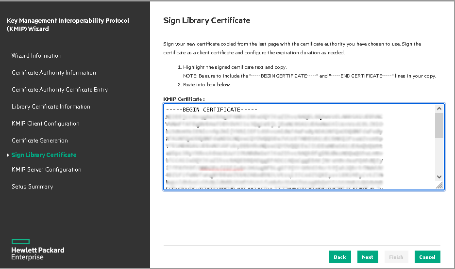 kmip wizard sign certificate library 3040