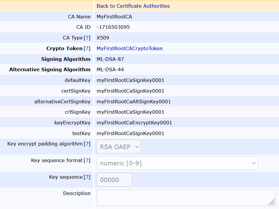 my first root ca details