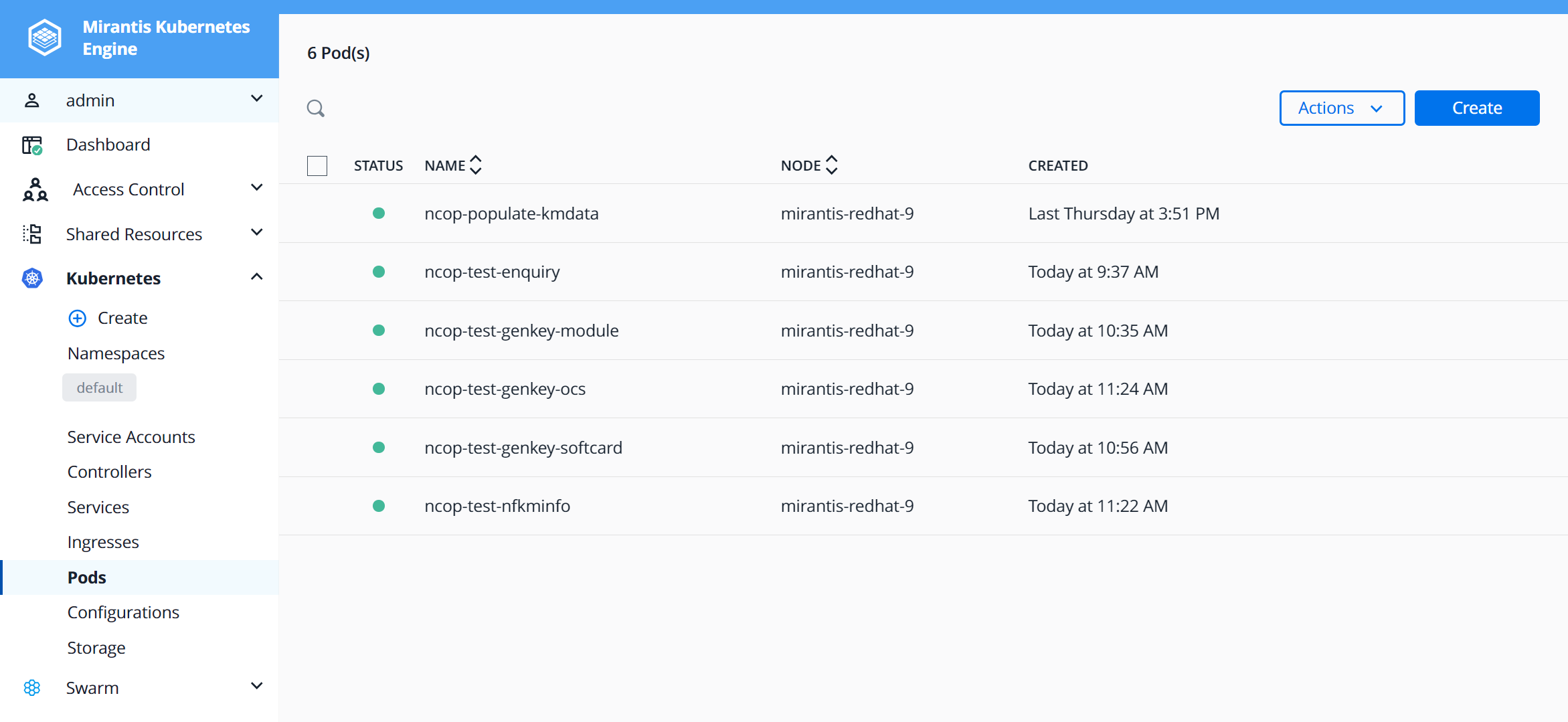 mke web ui pods