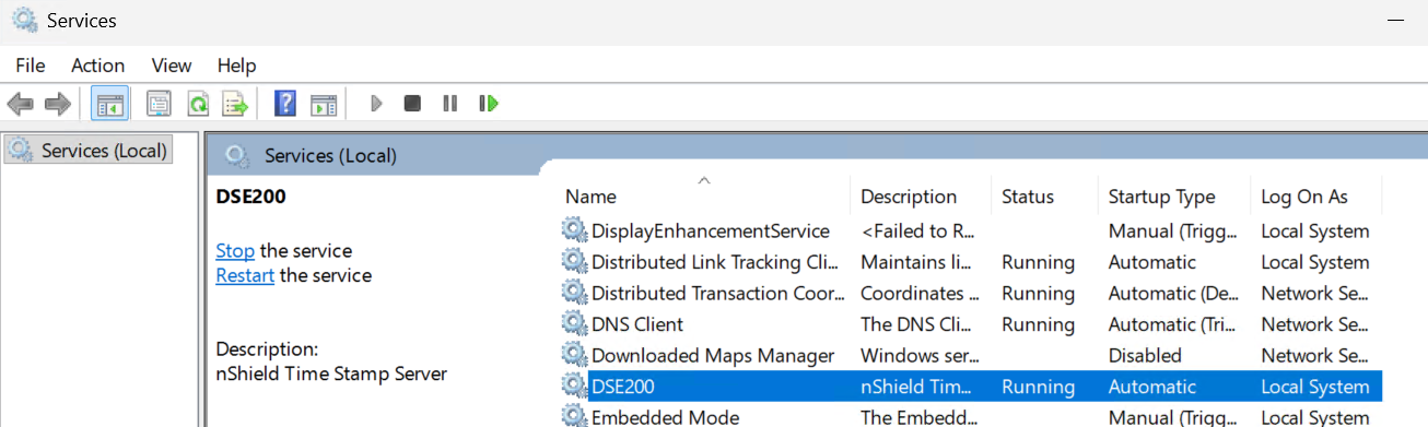 restart dse200 service