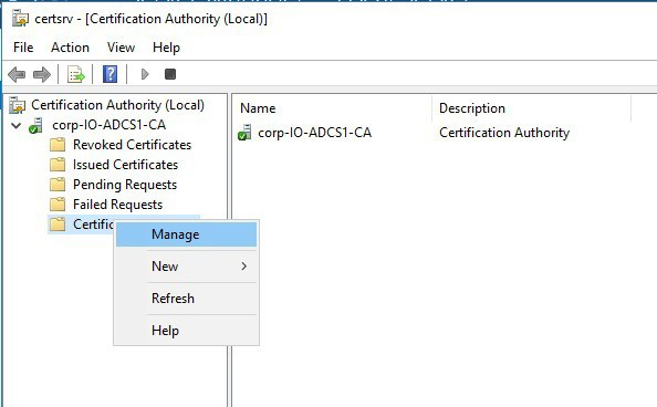 manage certificate templates