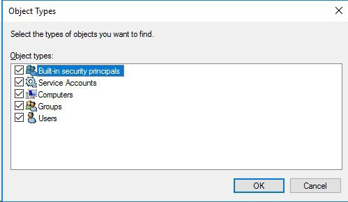 select to add object types