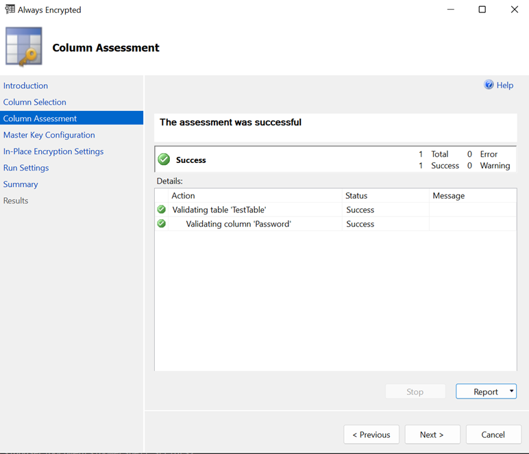 encrypt ssms column assessment