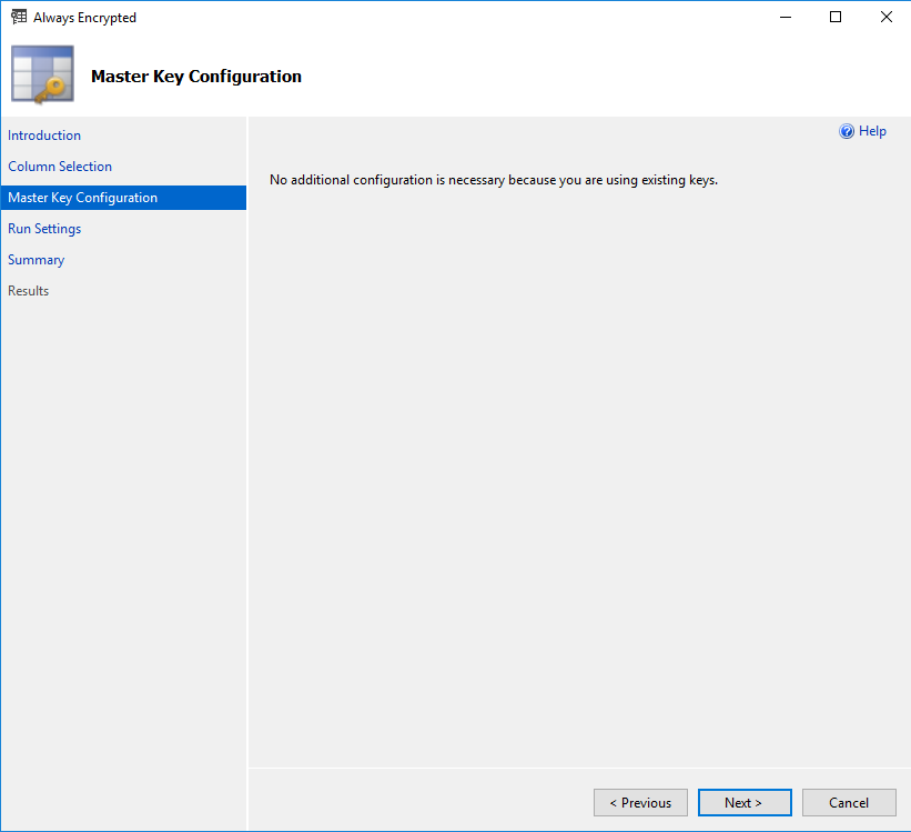 encrypt ssms master key configuration