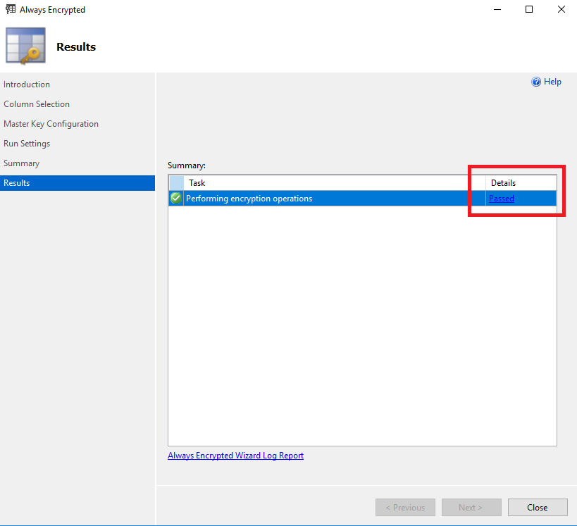 encrypt ssms results