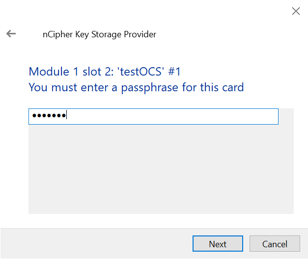 generate mycek enter passphrase