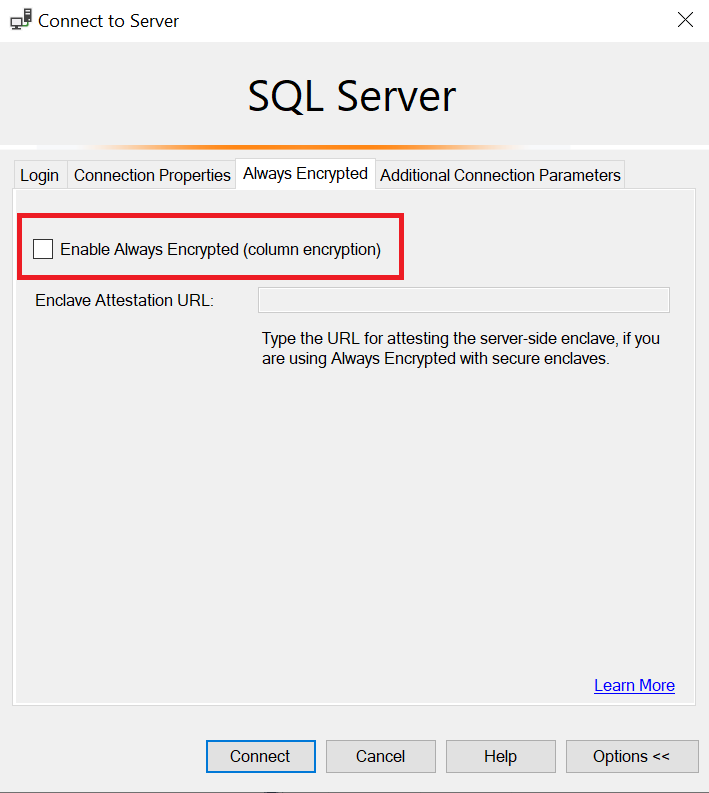 view ssms reconnect disable ae