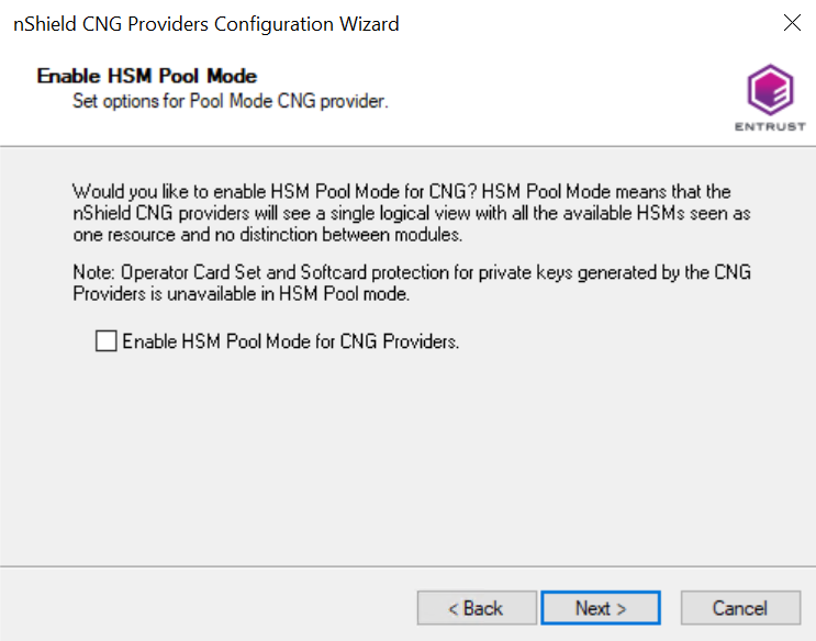 CNG 3 HSM Pool Mode Option