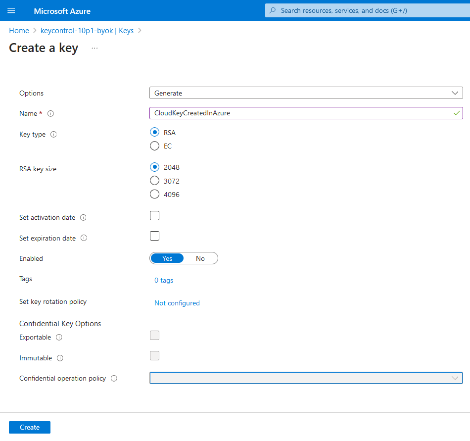 azure create cloudkey 1