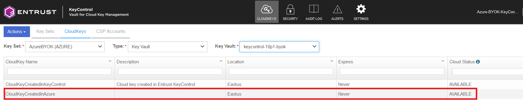 azure create cloudkey 4