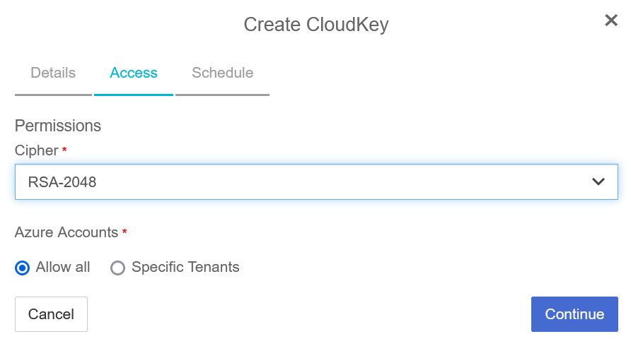 cloud key access