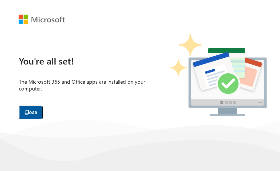 office apps installation completed