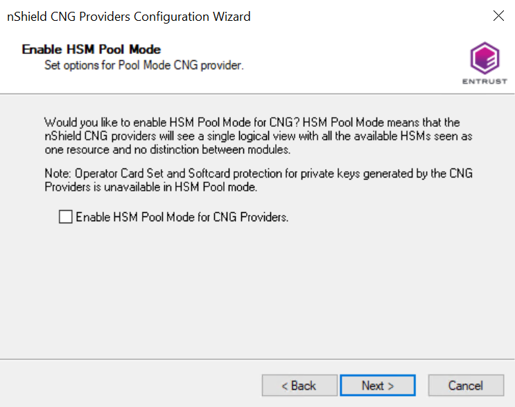 CNG 3 HSM Pool Mode Option