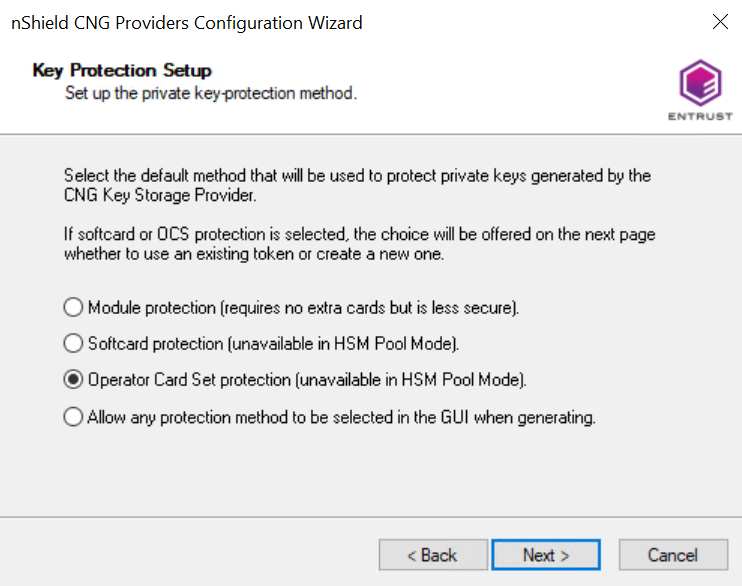 CNG 6 Key Protection Setup